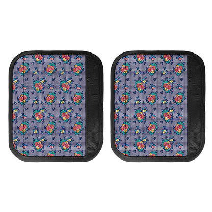 Blue And White Floral Glen Plaid Print Handle Covers