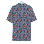 Blue And White Floral Glen Plaid Print Hawaiian Shirt