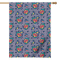 Blue And White Floral Glen Plaid Print House Flag