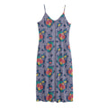 Blue And White Floral Glen Plaid Print Jersey Midi Cami Dress