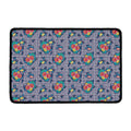 Blue And White Floral Glen Plaid Print Kitchen Mat