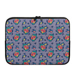 Blue And White Floral Glen Plaid Print Laptop Sleeve