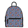 Blue And White Floral Glen Plaid Print Leather Backpack
