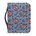 Blue And White Floral Glen Plaid Print Leather Bible Cover