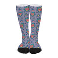 Blue And White Floral Glen Plaid Print Long Socks