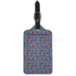 Blue And White Floral Glen Plaid Print Luggage Tag