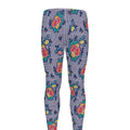 Blue And White Floral Glen Plaid Print Men's Leggings