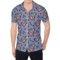 Blue And White Floral Glen Plaid Print Men's Shirt