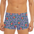 Blue And White Floral Glen Plaid Print Men's Short Boxer Briefs
