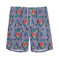 Blue And White Floral Glen Plaid Print Men's Athletic Shorts
