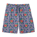 Blue And White Floral Glen Plaid Print Men's Swim Trunks