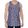 Blue And White Floral Glen Plaid Print Men's Velvet Tank Top