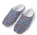 Blue And White Floral Glen Plaid Print Mesh Casual Shoes