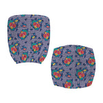 Blue And White Floral Glen Plaid Print Office Chair Cover