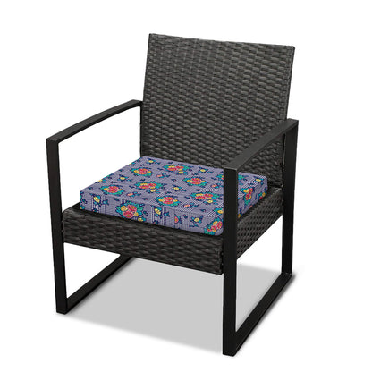 Blue And White Floral Glen Plaid Print Outdoor Seat Cushion Cover