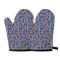 Blue And White Floral Glen Plaid Print Oven Mitts