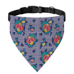Blue And White Floral Glen Plaid Print Over The Collar Dog Bandana