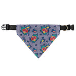 Blue And White Floral Glen Plaid Print Over The Collar Dog Bandana