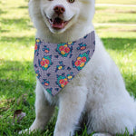Blue And White Floral Glen Plaid Print Over The Collar Dog Bandana