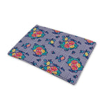 Blue And White Floral Glen Plaid Print Pet Cooling Mat Cover