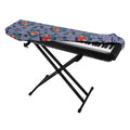 Blue And White Floral Glen Plaid Print Piano Keyboard Cover