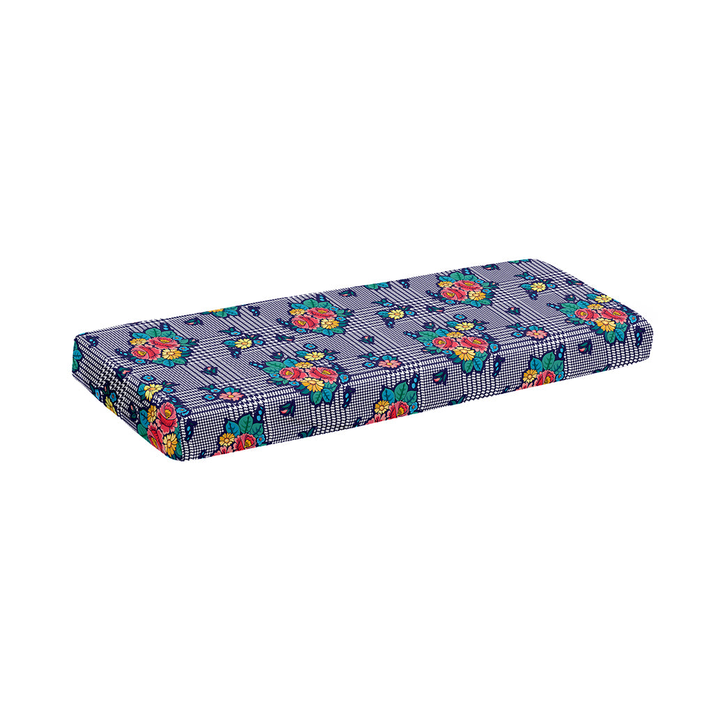 Blue And White Floral Glen Plaid Print Piano Keyboard Cover
