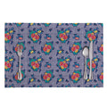 Blue And White Floral Glen Plaid Print Placemat