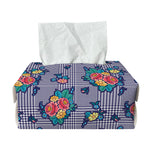 Blue And White Floral Glen Plaid Print Rectangle Tissue Box Cover