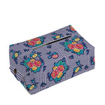 Blue And White Floral Glen Plaid Print Rectangle Tissue Box Cover