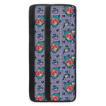 Blue And White Floral Glen Plaid Print Refrigerator Handle Covers