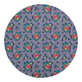 Blue And White Floral Glen Plaid Print Round Blanket