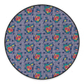 Blue And White Floral Glen Plaid Print Round Floor Mat