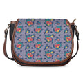 Blue And White Floral Glen Plaid Print Saddle Bag