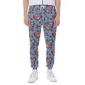 Blue And White Floral Glen Plaid Print Joggers