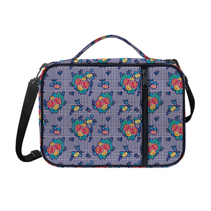Blue And White Floral Glen Plaid Print Shoulder Strap Bible Bag