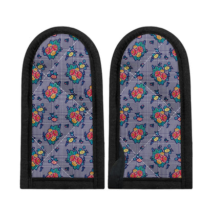 Blue And White Floral Glen Plaid Print Skillet Handle Cover