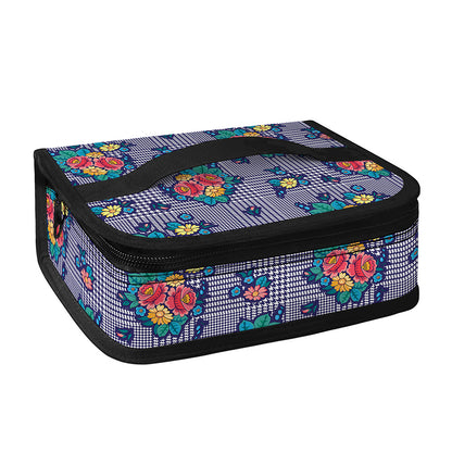 Blue And White Floral Glen Plaid Print Small Lunch Bag