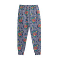 Blue And White Floral Glen Plaid Print Sweatpants