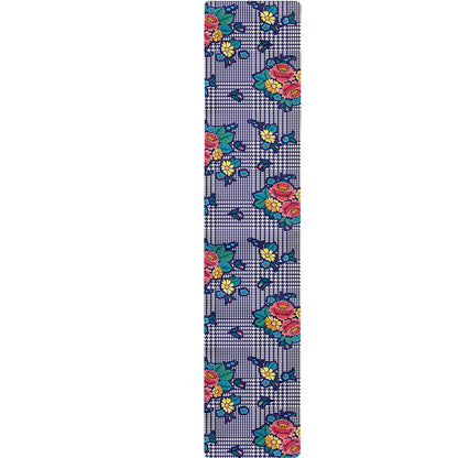 Blue And White Floral Glen Plaid Print Table Runner
