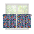 Blue And White Floral Glen Plaid Print Tier Curtains