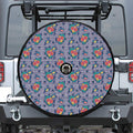 Blue And White Floral Glen Plaid Print Tire Cover With Camera Hole