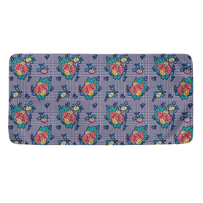 Blue And White Floral Glen Plaid Print Towel