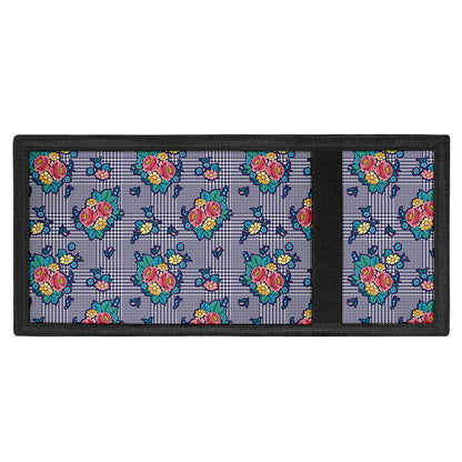 Blue And White Floral Glen Plaid Print Trifold Wallet