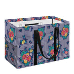 Blue And White Floral Glen Plaid Print Utility Tote Bag