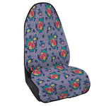 Blue And White Floral Glen Plaid Print Waterproof Car Seat Cover