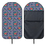 Blue And White Floral Glen Plaid Print Waterproof Car Seat Cover