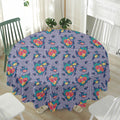 Blue And White Floral Glen Plaid Print Waterproof Round Tablecloth