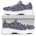Blue And White Floral Glen Plaid Print White Chunky Shoes