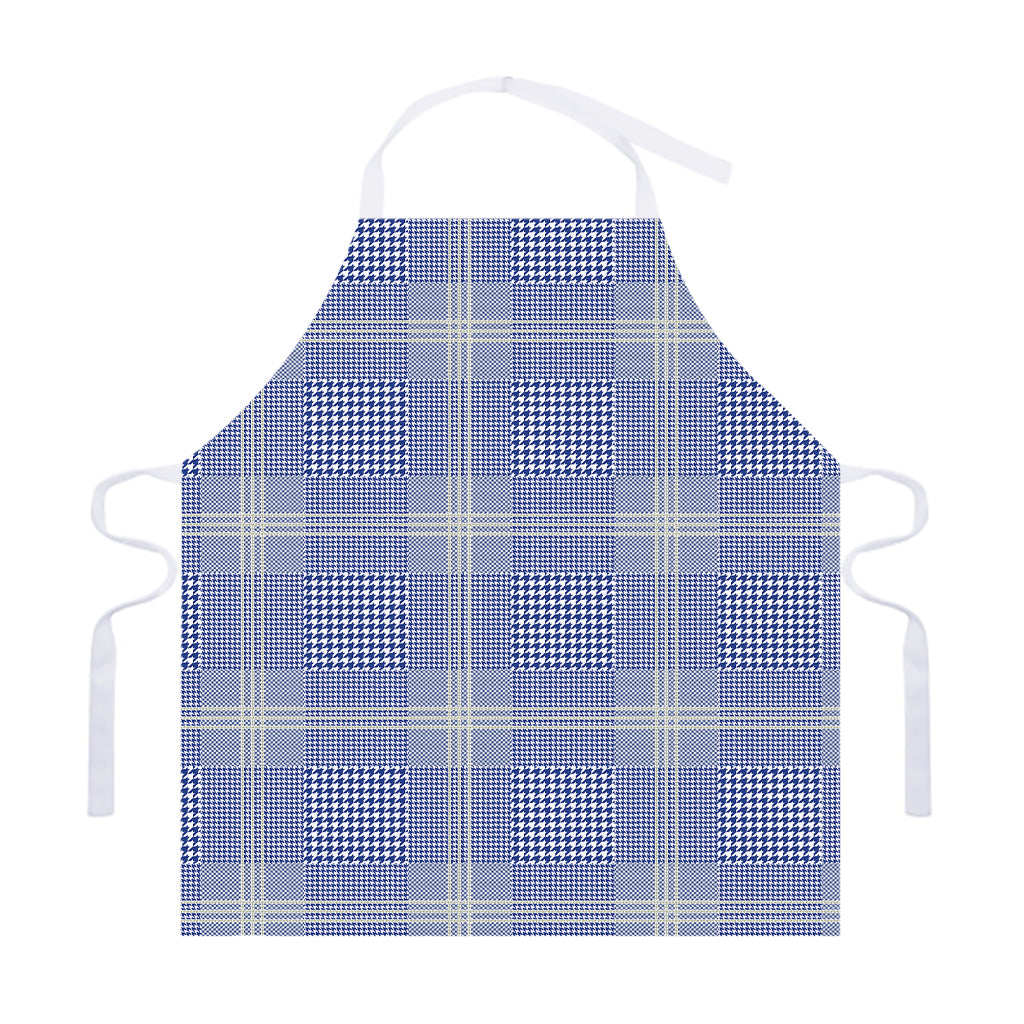 Blue And White Glen Plaid Print Adjustable Apron