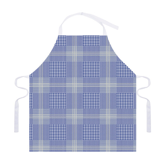 Blue And White Glen Plaid Print Adjustable Apron